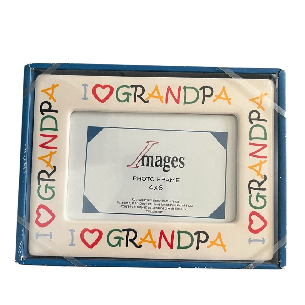 Kohl’s Vintage I Love Grandpa Colorful Letters 4x6‎ Ceramic Photo Frame New